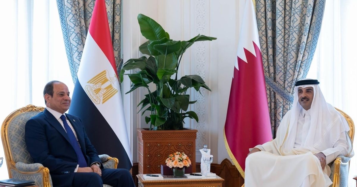 السيسي وأمير قطر يؤكدان رفض التهجير من غزة.. بحثا ملف …