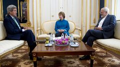 النووي الإيراني جواد ظريف كاثرين آشتون وجون كيري الاتحاد الأوروبي أمريكا إيران 5+1  ـ أ ف ب