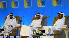 المسؤولين في شركة "أدنوك" خلال حضور مؤتمر الشرق الأوسط والغاز في أبو ظبي - أ ف ب