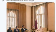 لقاء وزير الخزانة الأمريكي ستيفن منوشن مع تميم بن حمد أمير قطر
