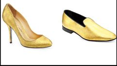 حذاء مطلي بالذهب