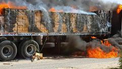حرق شاحنات تخدم الجيش  سيناء ارشيفية