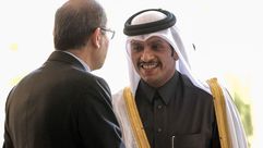 وزير الخارجية الأردني أيمن الصفدي خلال استقباله نظيره القطري في عمان بآذار/مارس الماضي- جيتي