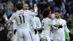 لاعبو ريال مدريد يحتفلون بالتسجيل في مرمى ريال سوسييداد في 31 كانون الثاني/يناير 2015
