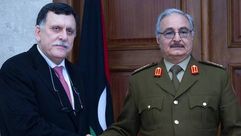 اللواء خليفة حفتر ورئيس حكومة الوفاق فائز السراج - لقاء في شرق ليبيا كانون الثاني 2016