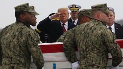 ترامب يستقبل جثامين ضحايا هجوم منبج في قاعدة دوفر الجوية - جيتي