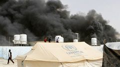 حريق بمخيم الزعتري - ا ف ب