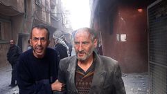 قصف على مخيم اليرموك دمشق سوريا 26/12/2014 الاناضول