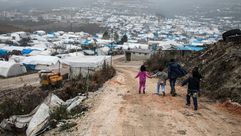 مخيم للنازحين السوريين في خربة الجوز في محافظة إدلب - أ ف ب