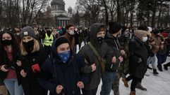 مظاهرة في موسكو روسيا تضمنا مع المعارض نافاني جيتي