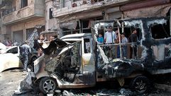 وقع انفجار سيارة بحي العباسية بمدينة حمص, سوريا  - أ ف ب