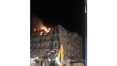 تدمير مبنى في خاركيف بهجوم طائرات مسيرة من روسيا- وزارة الدفاع الاوكرانية