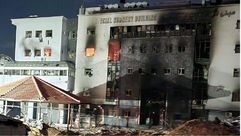 صورة نشرتها حسابات للاحتلال لتدمير وحرق مبنى الجراحات في مستشفى الشفاء- إكس