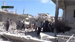 قصف البراميل المتفجرة - حي السد - درعا 4-4-2014