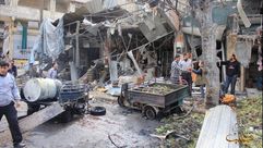 حلب - سوق شعبي في حي المعادي - قصف  - البراميل المتفجرة 11-4-2015