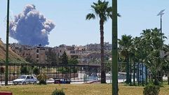 حماة انفجارات في مطار حماة- تويتر