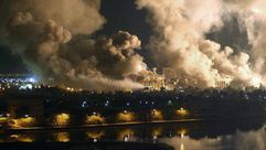 غارة جوية على بغداد مجمع قصر صدام  21/ آذار/ 2003 - جيتي