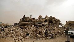 أحد مقرات حزب الإصلاح بعد تفجيره من قبل الحوثيين - أرشيفية