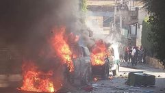 دير الأسد الداخل المحتل إحراق مركبتين للاحتلال - تويتر