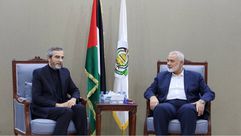 رئيس المكتب السياسي لحركة حماس إسماعيل هنية٬ مع وزير الخارجية الإيراني بالإنابة على باقري كني - وكالة الأنباء الإيرانية الرسمية