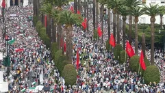 مظاهرات في المغرب دعما لغزة.. الأناضول