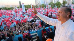 أردوغان في تجمع جماهيري له في العاصمة التركية أنقرة ضمن حملته الانتخابية - الأناضول