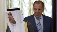 وزير الخارجية السعودي عادل الجبير مع وزير الخارجية الروسي لافروف ـ أ ف ب