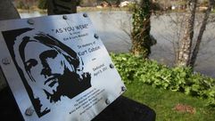 صورة لكورت كوباين في متنزه يحمل اسمه في ابردين بواشنطن في 1 نيسان/ابريل 2014