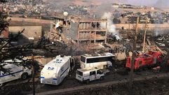 تصاعد الدخان من نقطة تفتيش للشرطة التركية بعد هجوم للأكراد عليها