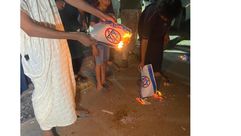 ليبييا حرق العلم الاسرائيلي في الزنتان احتجاجا على لقاء المنقوش كوهين تويتر