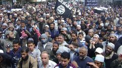 أنصار التيار السلفي الجهادي خلال تظاهرة في مدينة اربد الأردنية عام 2011 - أرشيفية