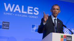 أوباما خلال كلمته في اجتماع الناتو - أ ف ب