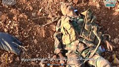 صورة نشرها جيش الفتح لجثة أحد مقاتلي النظام في الفوعة - تويتر