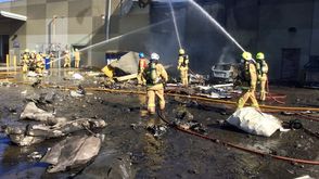الاصطدام تسبب في أضرار وحريق في المجمع التجاري