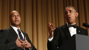 الرئيس الأمريكي باراك أوباما يقدم فقرة ساخرة في البيت الأبيض ـ أ ف ب