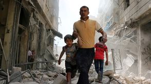 قصف للنظام السوري على حي أقيول - حلب - سوريا أ ف ب
