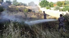 حريق مزارع في الاغوار الاردنية بفعل قوات الاحتلال
