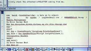 لقطة عن شاشة الكمبيوتر لفيروس "آي لوف يو" في عام 2000