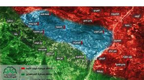 خريطة تبين سيطرة الفصائل في جبل الأكراد اللاذقية بعد السيطرة على كنسبا وقلعة شلف - سوريا