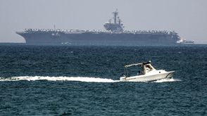 حاملة الطائرات الأمريكية جورج بوش بميناء حيفا- أ ف ب