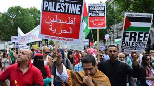 مظاهرة سابقة نظمها محتجون ضد سلطات الاحتلال الإسرائيلي بلندن- أرشيفية