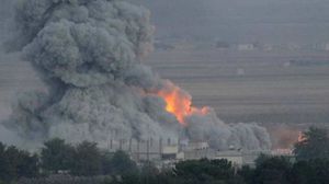 تصاعد النيران من كوباني عقب غارات جوية لقوات التحالف (أرشيفية) - أ ف ب