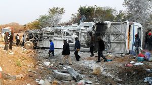موقع انقلاب شاحنة إثر حادث مرور في ناميبيا جنوب شرقي زامبيا - أ ف ب