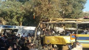 حافلة حزب الله التي انفجرت بمنطقة البقاع وهي في طريقها إلى سوريا - ارشيفية