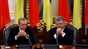 اردوغان خلال المؤتمر الصحفي مع الرئيس الأوكراني في كييف- الأناضول