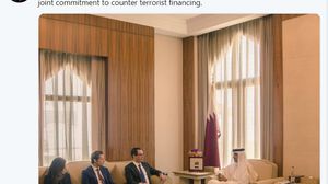 لقاء وزير الخزانة الأمريكي مع أمير قطر- تويتر