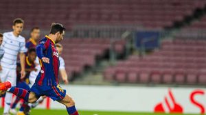 ميسي سجل أسرع هدف من ركلة جزاء للاعب من برشلونة في تاريخ دوري الأبطال- أ ف ب