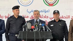 النائب العام الفلسطيني وقيادات الشرطة والدفاع المدني بغزة خلال عرض نتائج التحقيق- وزارة الداخلية
