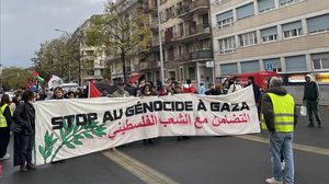 حمل المشاركون في المسيرة الأعلام الفلسطينية- الأناضول