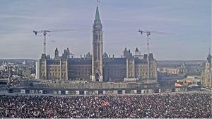 توقفت المسيرة أمام البرلمان الكندي- إكس 